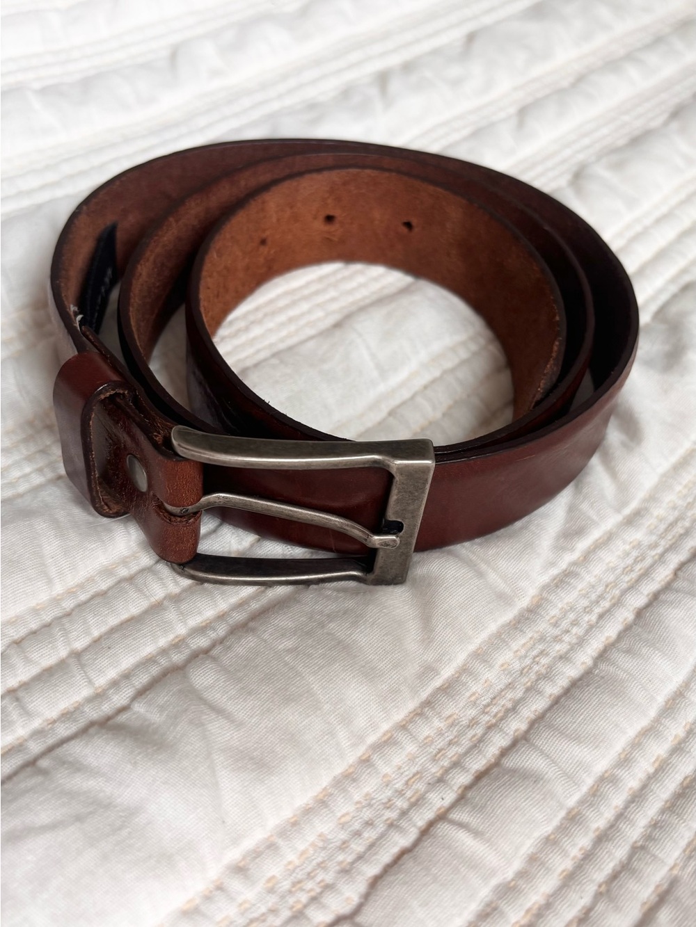 Zara Brown Leather Belt with Silver Buckle